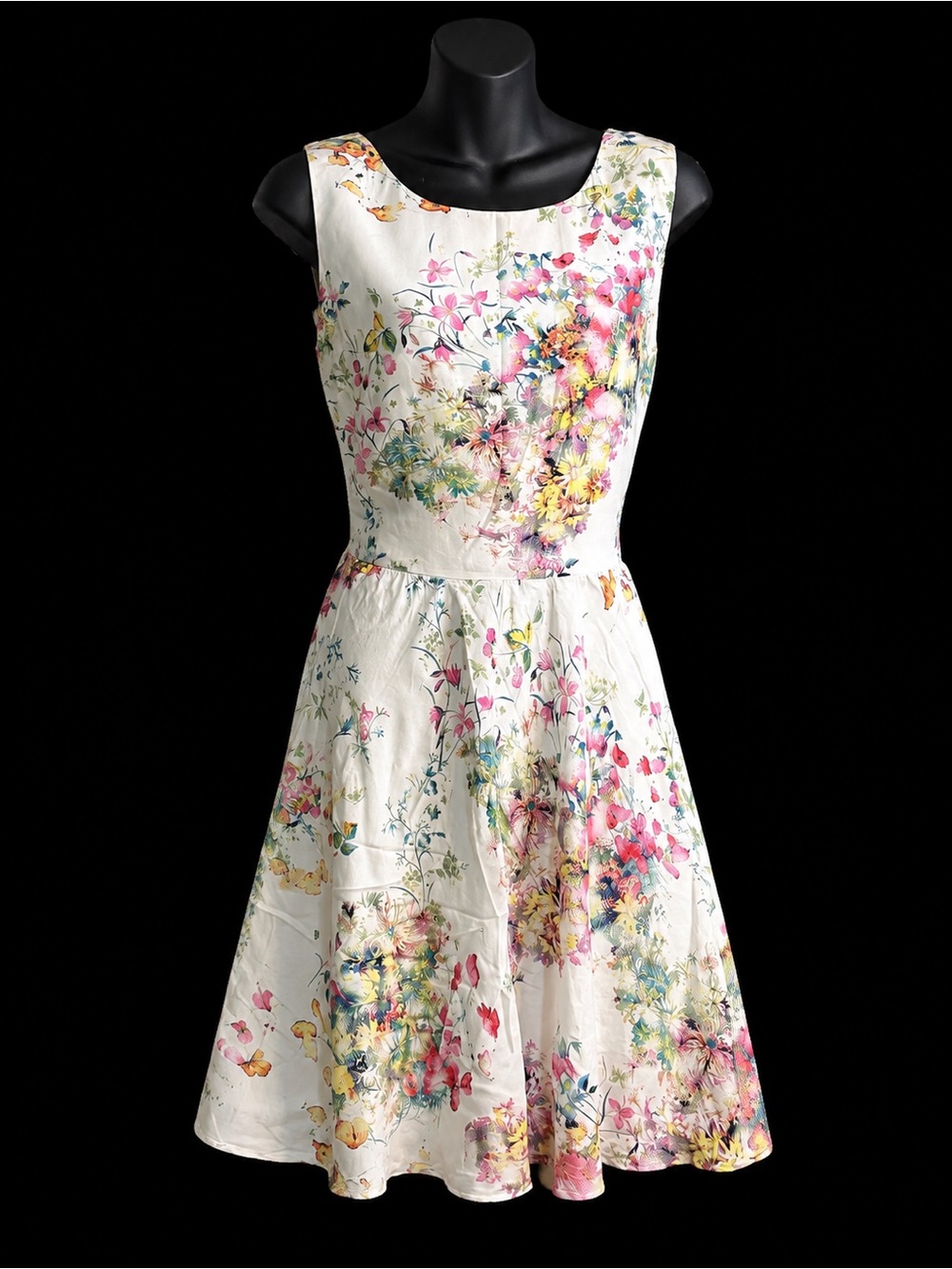Julio white sleeveless fit-and-flare midi dress featuring a vibrant 6